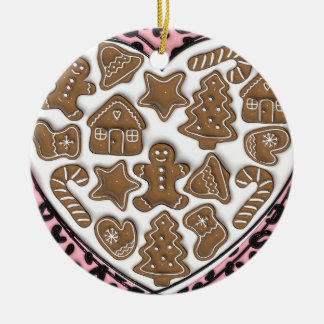 "Pink Heart of Gingerbread Ornament" Keramik Ornament
