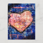 Pink Heart on Blue Mixed Media Art Postkarte (Vorderseite)
