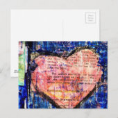 Pink Heart on Blue Paint Mixed Media Art Postkarte (Vorne/Hinten)