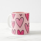 Pink Heart Overflow Mug | Pink Zweifarbige Tasse (Vorderseite Links)