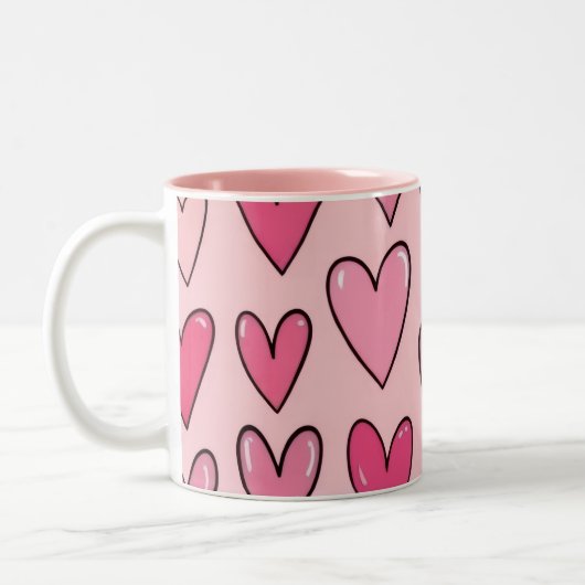 Pink Heart Overflow Mug | Pink Zweifarbige Tasse (Links)