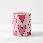Pink Heart Overflow Mug | Pink Zweifarbige Tasse (Mittel)