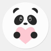 Pink Heart Panda Runder Aufkleber (Vorderseite)