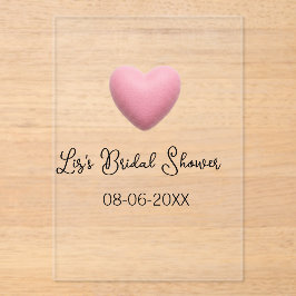 Pink heart pastel retro bridal shower date boho te acryleinladungen