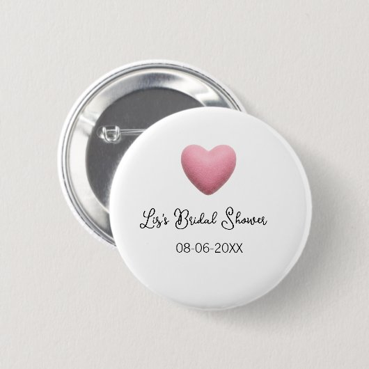 Pink heart pastel retro bridal shower date boho te button (Vorne & Hinten)