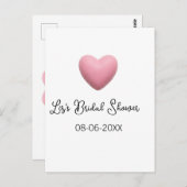 Pink heart pastel retro bridal shower date boho te postkarte (Vorne/Hinten)