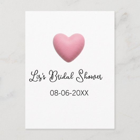 Pink heart pastel retro bridal shower date boho te postkarte (Vorderseite)