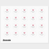 Pink heart pastel retro bridal shower date boho te runder aufkleber (Blatt)