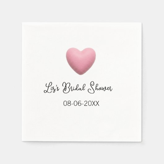 Pink heart pastel retro bridal shower date boho te serviette (Vorderseite)