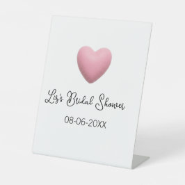 Pink heart pastel retro bridal shower date boho te sockelschild