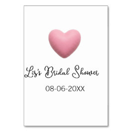 Pink heart pastel retro bridal shower date boho te tischnummer