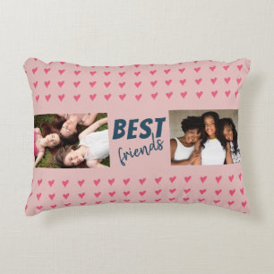 Pink Heart Pattern Best Friends 2 Foto Dekokissen