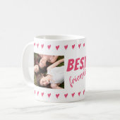 Pink Heart Pattern Best Friends 2 Foto Kaffeetasse (Vorderseite Links)