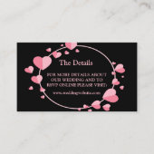Pink Heart Pattern Black Geometric Wedding Detail Begleitkarte (Vorderseite)