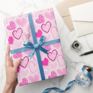 Pink Heart Pattern Cute Romantic  Geschenkpapier