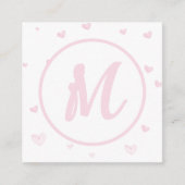 Pink Heart Pattern Girly Romantic Mit Monogramm Begleitkarte (Vorderseite)
