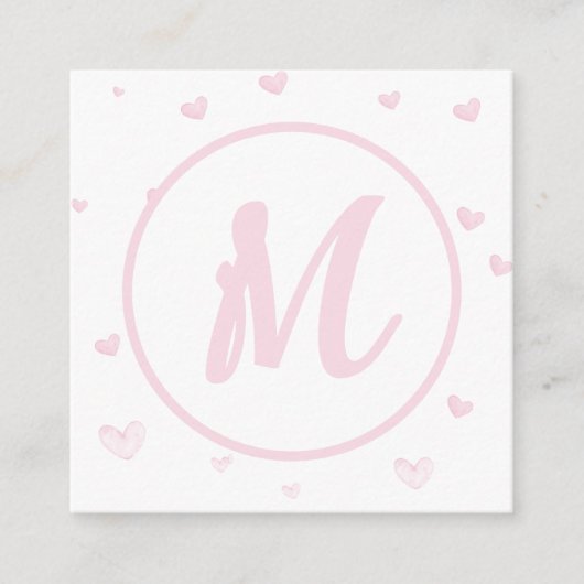 Pink Heart Pattern Girly Romantic Mit Monogramm Begleitkarte (Vorderseite)