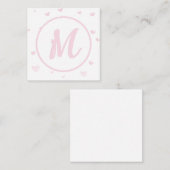 Pink Heart Pattern Girly Romantic Mit Monogramm Begleitkarte (Vorne/Hinten)