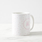 Pink Heart Pattern Girly Romantic Mit Monogramm Kaffeetasse (VorderseiteRechts)