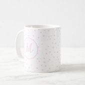 Pink Heart Pattern Girly Romantic Mit Monogramm Kaffeetasse (Vorderseite Links)