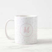 Pink Heart Pattern Girly Romantic Mit Monogramm Kaffeetasse (Links)