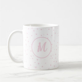Pink Heart Pattern Girly Romantic Mit Monogramm Kaffeetasse