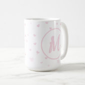 Pink Heart Pattern Girly Romantic Mit Monogramm Kaffeetasse (VorderseiteRechts)