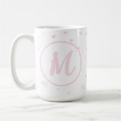 Pink Heart Pattern Girly Romantic Mit Monogramm Kaffeetasse (Links)