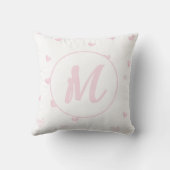 Pink Heart Pattern Girly Romantic Mit Monogramm Kissen (Rückseite)
