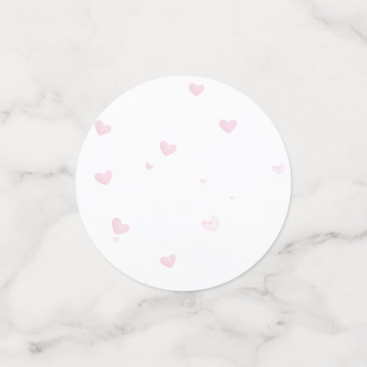 Pink Heart Pattern Girly Romantic Mit Monogramm Konfetti (Klein Vorderseite)