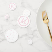 Pink Heart Pattern Girly Romantic Mit Monogramm Konfetti (Gruppe)