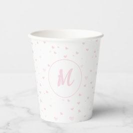 Pink Heart Pattern Girly Romantic Mit Monogramm Pappbecher
