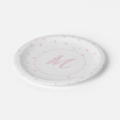 Pink Heart Pattern Girly Romantic Mit Monogramm Pappteller (Schrägansicht)