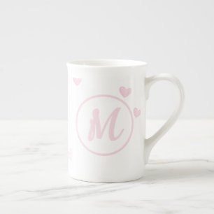 Pink Heart Pattern Girly Romantic Mit Monogramm Porzellantasse