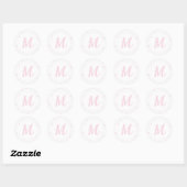 Pink Heart Pattern Girly Romantic Mit Monogramm Runder Aufkleber (Blatt)