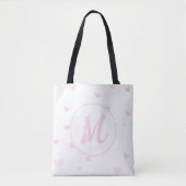 Pink Heart Pattern Girly Romantic Mit Monogramm Tasche (Vorderseite)