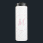 Pink Heart Pattern Girly Romantic Mit Monogramm Thermosbecher<br><div class="desc">Eine Reihe niedlicher,  kleiner rosa Herzen für dieses einfache und romantische Muster.</div>
