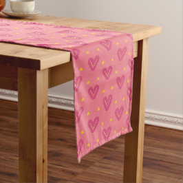 Pink Heart Pattern Table Runner Großer Tischläufer