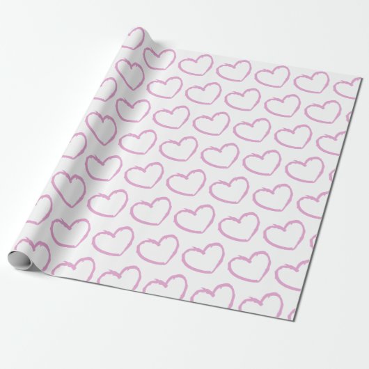 Pink Heart Pattern Valentinstag Geschenk Geschenkpapier (Ungerollt)