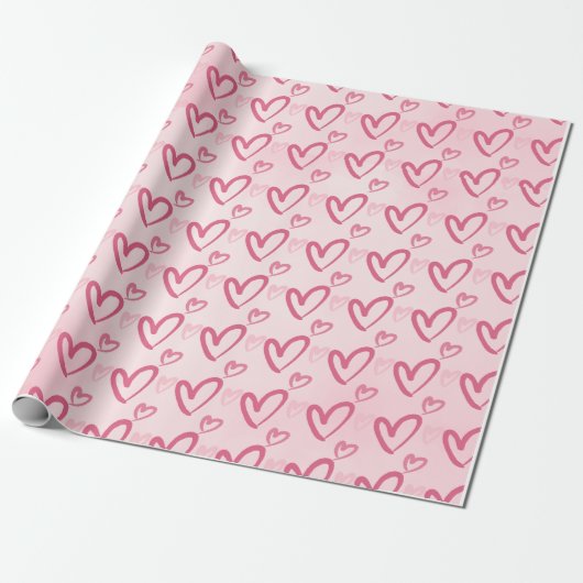 Pink Heart Pattern - Valentinstag Geschenkpapier (Ungerollt)