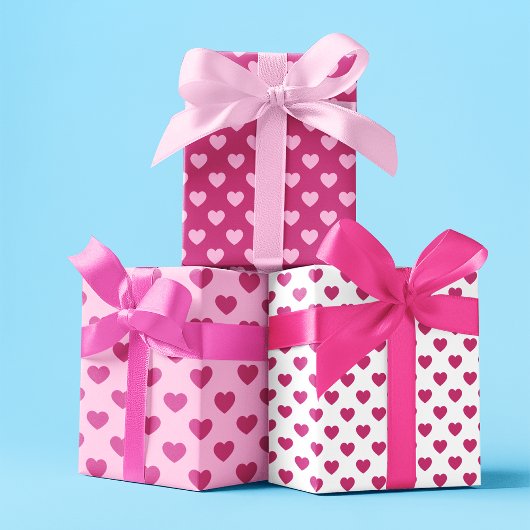 Pink Heart Pattern y2k Preppy Holiday Geschenkpapier Set