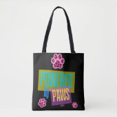 Pink Heart Paw Print "Powered by Paws" Design Tasche (Vorderseite)