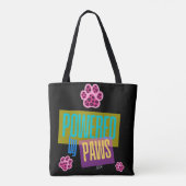 Pink Heart Paw Print "Powered by Paws" Design Tasche (Rückseite)