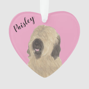 Pink Heart Personalisiert Briard Dog Ornament