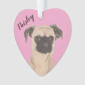 Pink Heart Personalisiert Brussels Griffon Dog Ornament (Vorderseite)