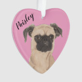 Pink Heart Personalisiert Brussels Griffon Dog Ornament (Vorderseite)