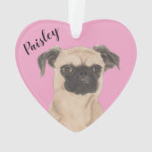 Pink Heart Personalisiert Brussels Griffon Dog Ornament (Rückseite)