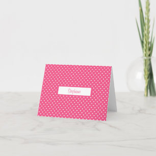 Pink Heart Polka Dot mit Namen Karte