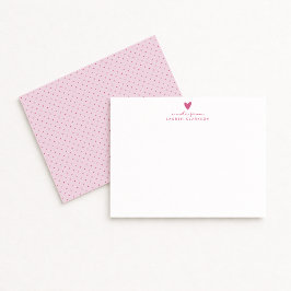 Pink Heart Polka Dot Valentine’s Day Note Card Einladung