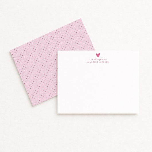 Pink Heart Polka Dot Valentine’s Day Note Card Einladung